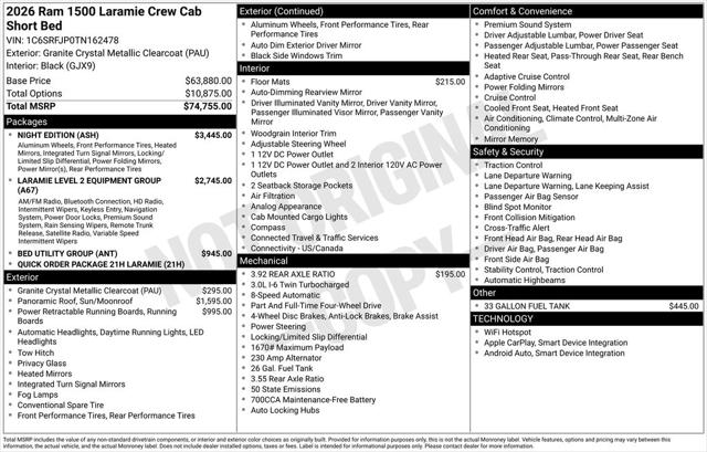 2026 RAM Ram 1500 RAM 1500 LARAMIE CREW CAB 4X4 57 BOX