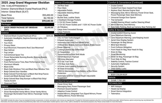 2025 Wagoneer Grand Wagoneer GRAND WAGONEER OBSIDIAN 4X4 2025 Wagoneer Grand Wagoneer GRAND WAGONEER OBSIDIAN 4X4