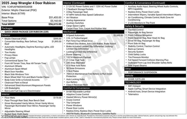 2025 Jeep Wrangler WRANGLER 4-DOOR RUBICON 2025 Jeep Wrangler WRANGLER 4-DOOR RUBICON