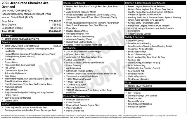 2025 Jeep Grand Cherokee 4xe GRAND CHEROKEE OVERLAND 4xe