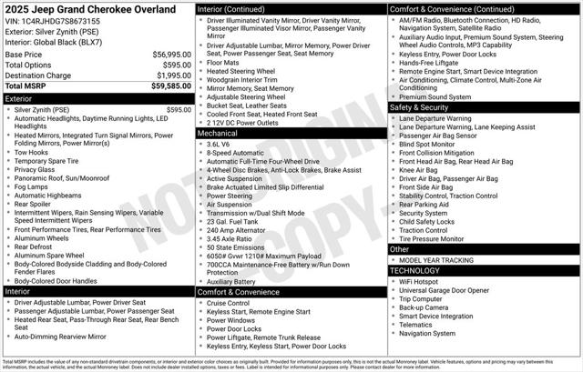 2025 Jeep Grand Cherokee GRAND CHEROKEE OVERLAND 4X4