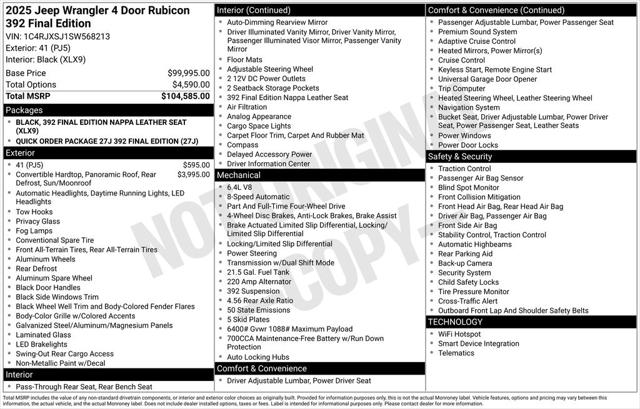 2025 Jeep Wrangler WRANGLER 4-DOOR RUBICON 392 2025 Jeep Wrangler WRANGLER 4-DOOR RUBICON 392