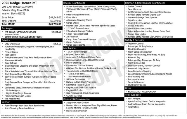 2025 Dodge Hornet HORNET R/T EAWD 2025 Dodge Hornet HORNET R/T EAWD