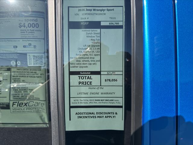 2026 Jeep Wrangler WRANGLER 4-DOOR SPORT S 2026 Jeep Wrangler WRANGLER 4-DOOR SPORT S