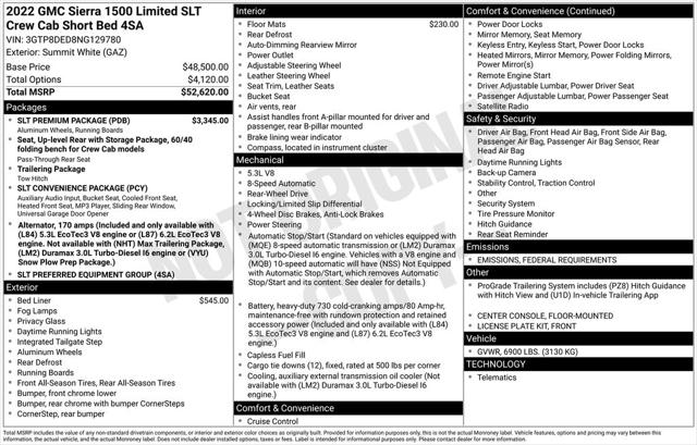 2022 GMC Sierra 1500 Limited 2WD Crew Cab Short Box SLT