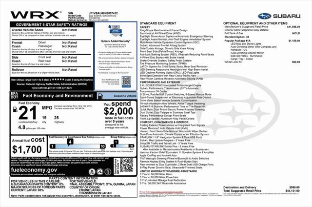 2022 Subaru WRX GT 2022 Subaru WRX GT