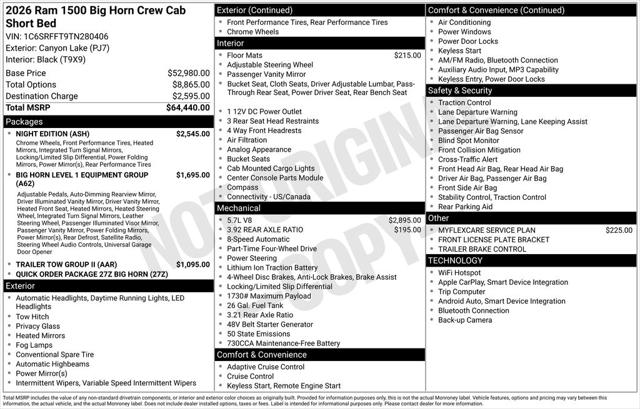 2026 RAM Ram 1500 RAM 1500 BIG HORN CREW CAB 4X4 57 BOX