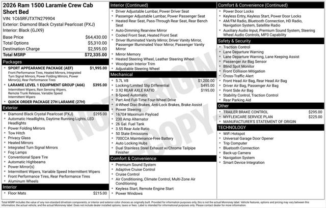 2026 RAM Ram 1500 RAM 1500 LARAMIE CREW CAB 4X4 57 BOX