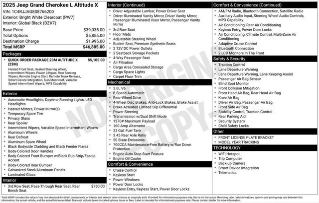 2025 Jeep Grand Cherokee GRAND CHEROKEE L ALTITUDE X 4X2