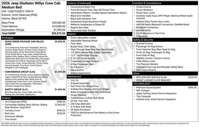 2026 Jeep Gladiator GLADIATOR WILLYS 4X4 2026 Jeep Gladiator GLADIATOR WILLYS 4X4