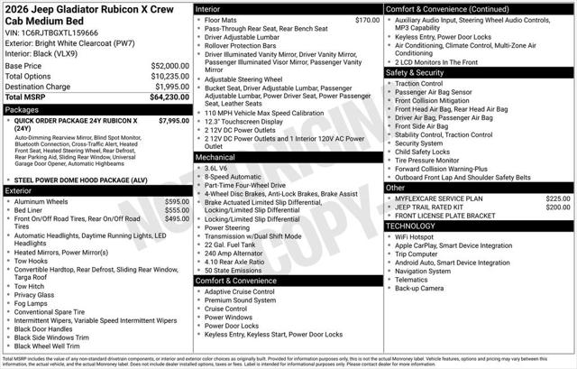 2026 Jeep Gladiator GLADIATOR RUBICON X 4X4