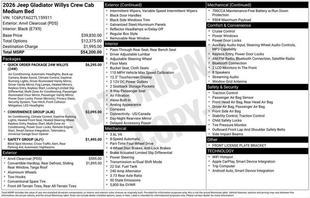 2026 Jeep Gladiator GLADIATOR WILLYS 4X4