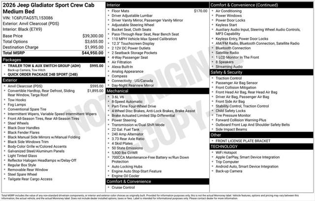 2026 Jeep Gladiator GLADIATOR SPORT 4X4