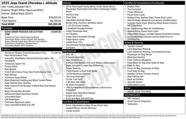 2025 Jeep Grand Cherokee GRAND CHEROKEE L ALTITUDE 4X2 2025 Jeep Grand Cherokee GRAND CHEROKEE L ALTITUDE 4X2