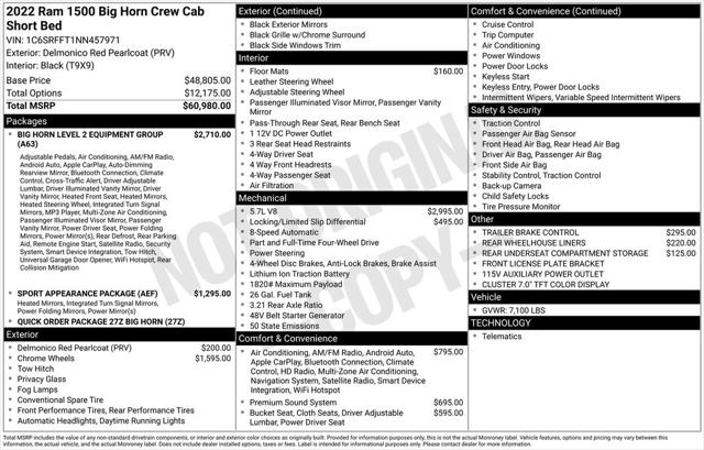 2022 RAM 1500 Big Horn Crew Cab 4x4 57 Box