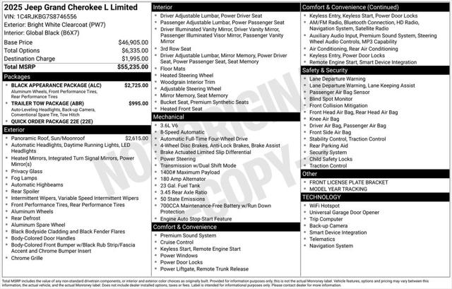 2025 Jeep Grand Cherokee GRAND CHEROKEE L LIMITED 4X4