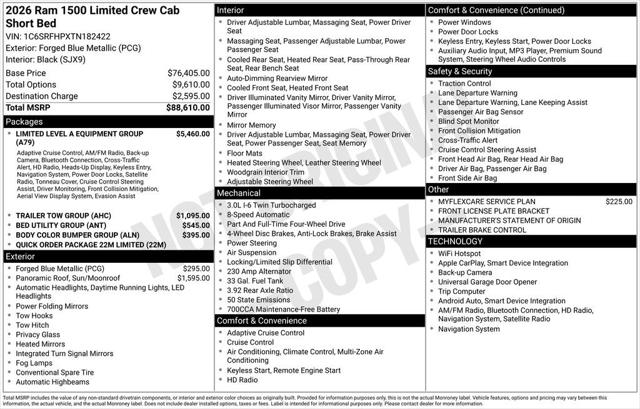 2026 RAM Ram 1500 RAM 1500 LIMITED CREW CAB 4X4 57 BOX