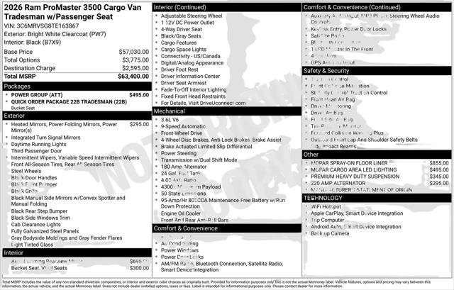 2026 Ram ProMaster Cargo Van Tradesman