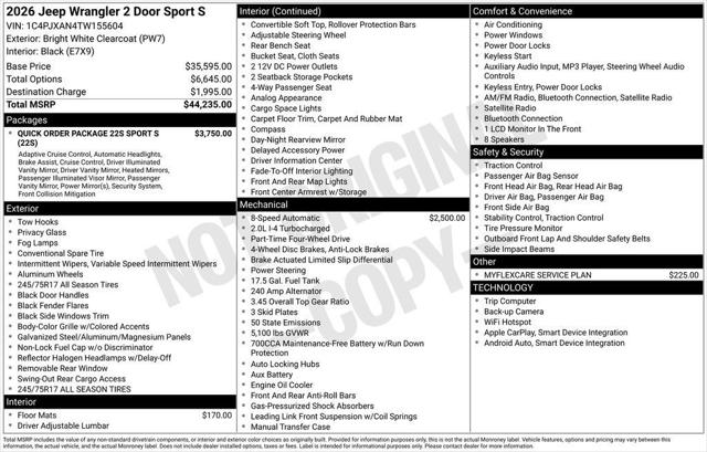 2026 Jeep Wrangler Sport S