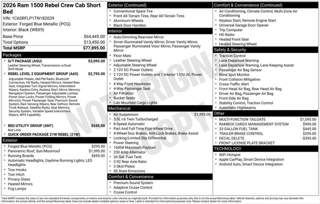 2026 RAM Ram 1500 RAM 1500 REBEL CREW CAB 4X4 57 BOX 2026 RAM Ram 1500 RAM 1500 REBEL CREW CAB 4X4 57 BOX