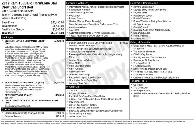 2019 RAM 1500 Big Horn/Lone Star Crew Cab 4x4 57 Box 2019 RAM 1500 Big Horn/Lone Star Crew Cab 4x4 57 Box