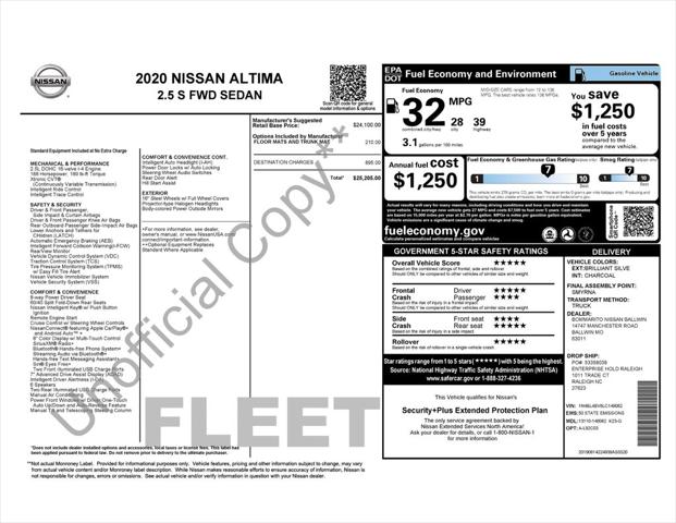 2020 Nissan Altima S FWD 2020 Nissan Altima S FWD