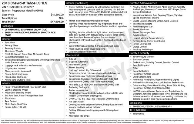 2018 Chevrolet Tahoe LS 2018 Chevrolet Tahoe LS