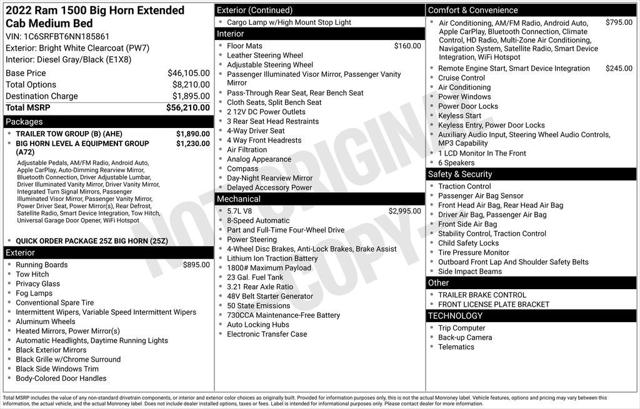 2022 RAM 1500 Big Horn Quad Cab 4x4 64 Box
