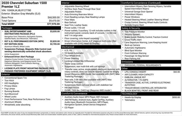 2020 Chevrolet Suburban 4WD Premier 2020 Chevrolet Suburban 4WD Premier