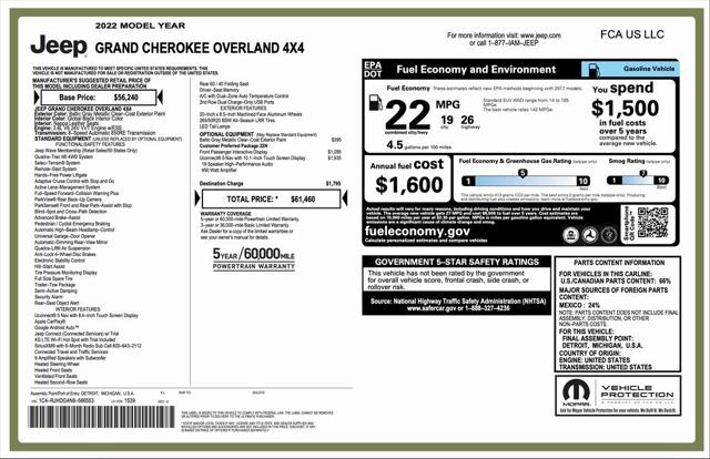 2022 Jeep Grand Cherokee Overland 4x4