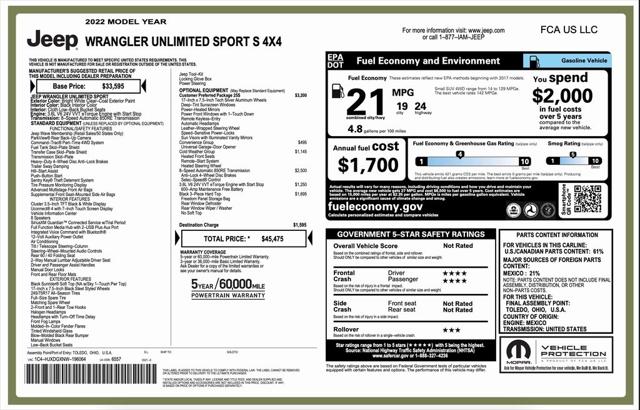 2022 Jeep Wrangler Unlimited Sport S 4x4 2022 Jeep Wrangler Unlimited Sport S 4x4