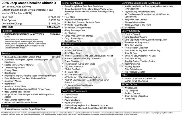 2025 Jeep Grand Cherokee Altitude X 4x2