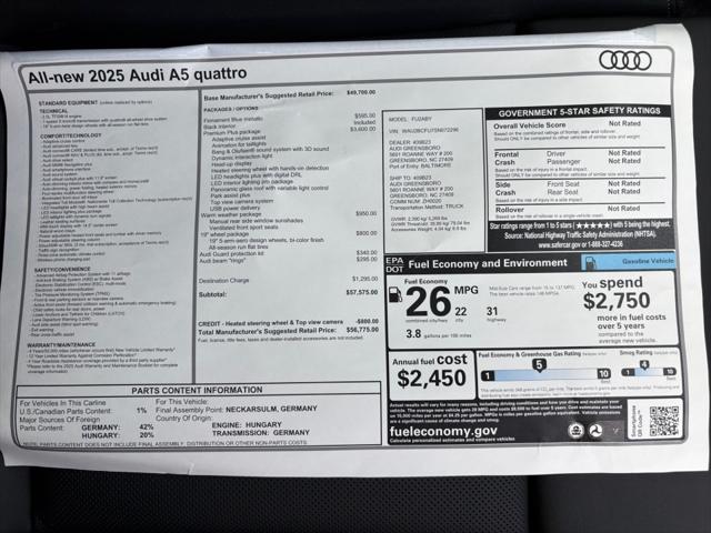 2025 Audi A5 Premium Plus TFSI quattro S tronic