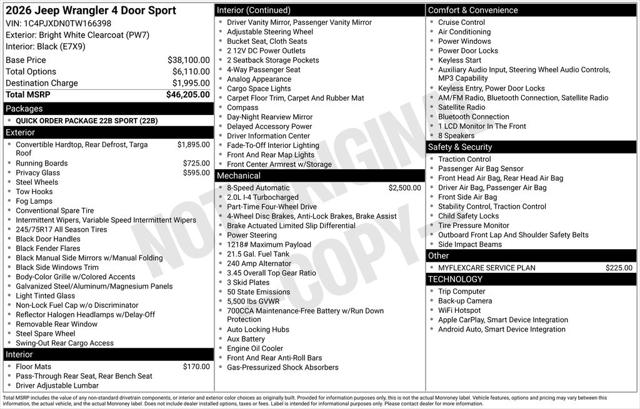 2026 Jeep Wrangler WRANGLER 4-DOOR SPORT