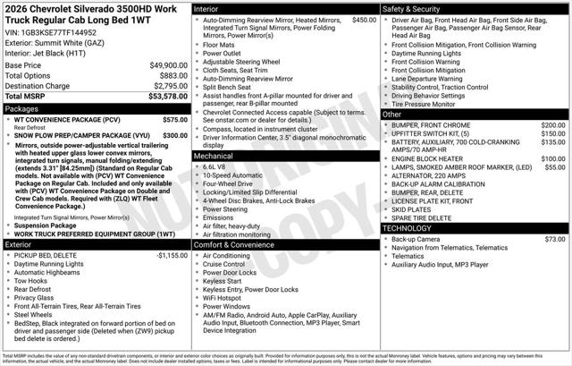 2026 Chevrolet Silverado 3500HD Regular Cab, Long Bed, WT Dual Rear Wheel, 4WD