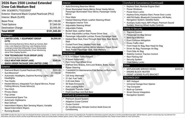 2026 RAM Ram 2500 RAM 2500 LIMITED MEGA CAB 4X4 64 BOX 2026 RAM Ram 2500 RAM 2500 LIMITED MEGA CAB 4X4 64 BOX