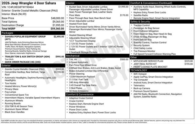 2026 Jeep Wrangler WRANGLER 4-DOOR SAHARA