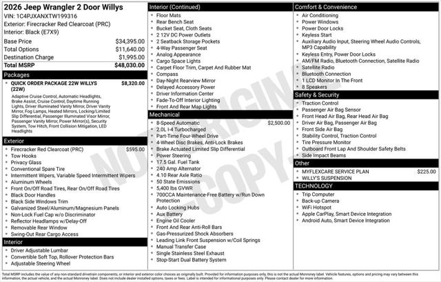 2026 Jeep Wrangler WRANGLER 2-DOOR WILLYS 2026 Jeep Wrangler WRANGLER 2-DOOR WILLYS
