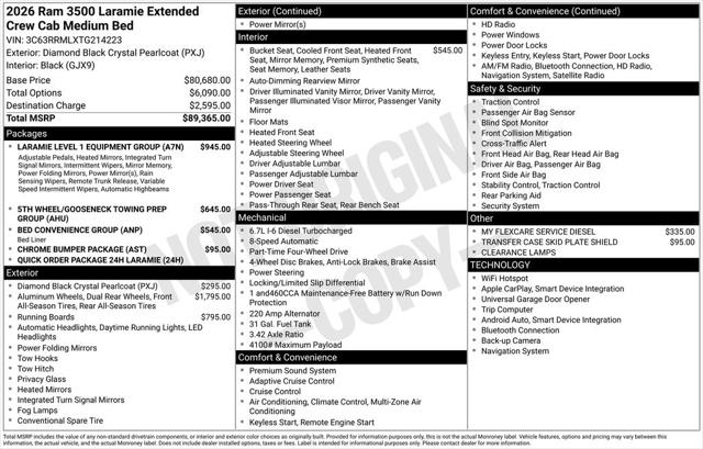 2026 RAM Ram 3500 RAM 3500 LARAMIE MEGA CAB 4X4 64 BOX