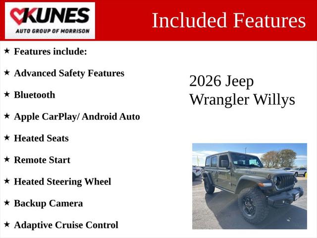 2026 Jeep Wrangler WRANGLER 4-DOOR WILLYS 2026 Jeep Wrangler WRANGLER 4-DOOR WILLYS