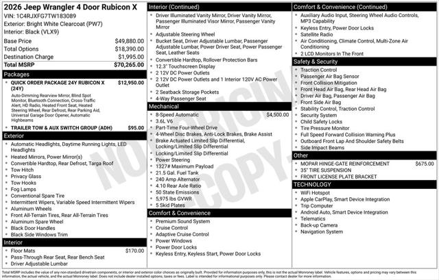 2026 Jeep Wrangler WRANGLER 4-DOOR RUBICON X