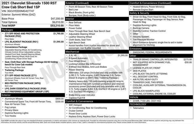 2021 Chevrolet Silverado 1500 4WD Crew Cab Short Bed RST 2021 Chevrolet Silverado 1500 4WD Crew Cab Short Bed RST