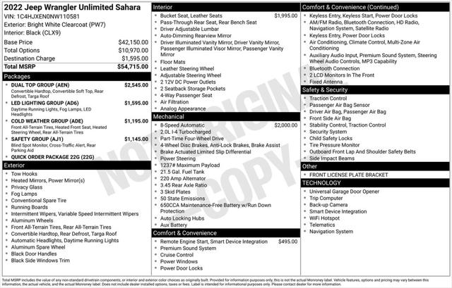 2022 Jeep Wrangler Unlimited Sahara 4x4 2022 Jeep Wrangler Unlimited Sahara 4x4