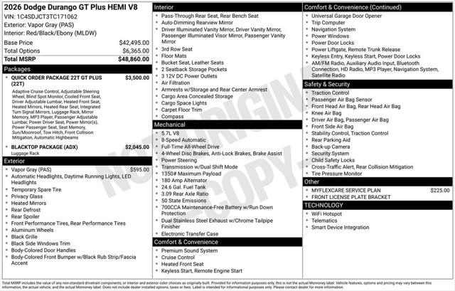 2026 Dodge Durango DURANGO GT PLUS AWD HEMI V8 2026 Dodge Durango DURANGO GT PLUS AWD HEMI V8