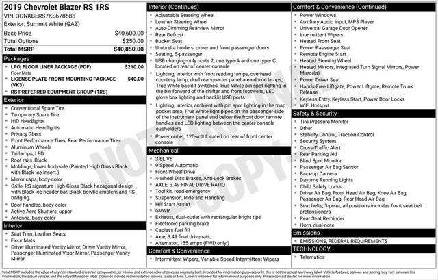 2019 Chevrolet Blazer RS 2019 Chevrolet Blazer RS