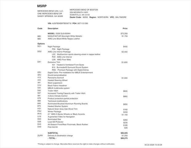 2026 Mercedes-Benz GLE GLE 450 4MATIC