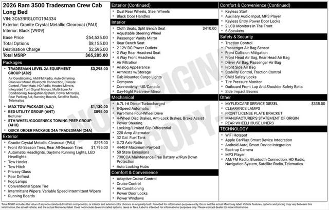 2026 Ram 3500 Tradesman Crew Cab 4x4 8' Box