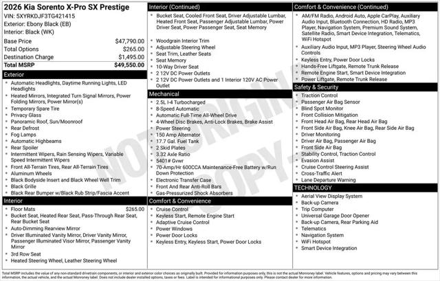 2026 Kia Sorento X-Pro SX Prestige