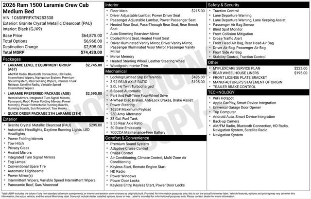 2026 RAM Ram 1500 RAM 1500 LARAMIE CREW CAB 4X4 64 BOX