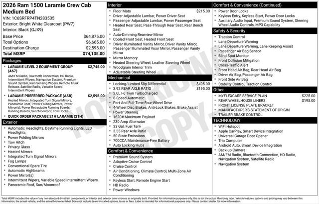 2026 RAM Ram 1500 RAM 1500 LARAMIE CREW CAB 4X4 64 BOX